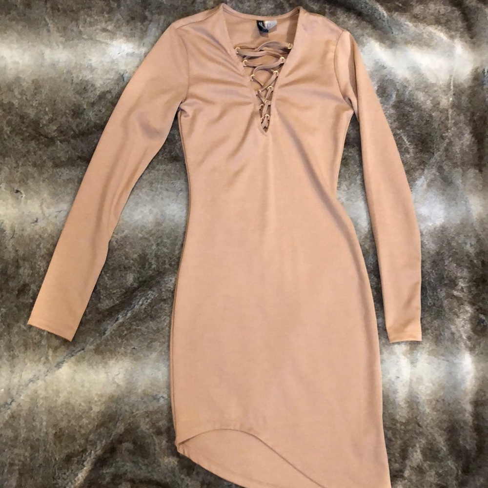 Camel lace up dress - Picture 1 of 2